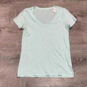 NWT VICTORIAS SECRET PINK MINT GREEN SLUB VNECK TEE SHIRT S